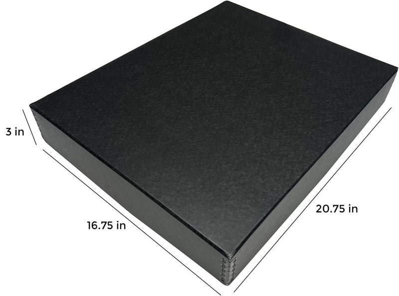 Lineco Museum Archival Storage Box, 16.75x20.75x3 in. Drop Front Design. Acid-Free with Metal Edge. Organize Photos, Pictures, Prints, Documents, Crafts, DIY. Black, 1 Pack - Image 2